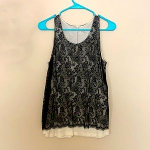 Loft black lace over white tank size small, excellent condition